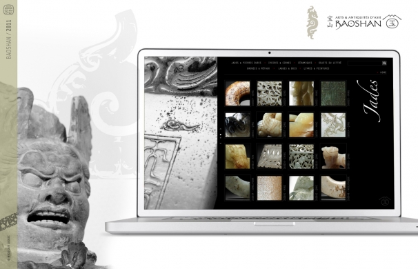 <p class='SolexBolLin titre'>2011-2012 / GALERIE BAOSHAN - WEBDESIGN</p><div class='desc'>Créer une galerie d’exposition et de vente d’antiquités asiatiques sur Internet , mettant en exergue les pièces par la qualité du focus photographique autour duquel le design prend place. Ce dernier, discret, est au service de l’information. La galerie, évolutive, est un peu à l’image d’un catalogue de ventes aux enchères interactif, offrant un paiement sécurisé via Paypal.<br />Création d’identité, concept et design du site web. Développement du CMS: David Joyeux<br /><a href='http://www.galeriebaoshan.com'>www.galeriebaoshan.com</a><p class='contact'><a href='mailto:mail.nicolasleduc@wanadoo.fr'>Contactez-moi pour un projet</a></p></div>