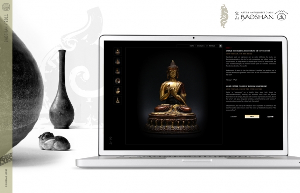 <p class='SolexBolLin titre'>2011-2012 / GALERIE BAOSHAN - WEBDESIGN</p><div class='desc'>Créer une galerie d’exposition et de vente d’antiquités asiatiques sur Internet , mettant en exergue les pièces par la qualité du focus photographique autour duquel le design prend place. Ce dernier, discret, est au service de l’information. La galerie, évolutive, est un peu à l’image d’un catalogue de ventes aux enchères interactif, offrant un paiement sécurisé via Paypal.<br />Création d’identité, concept et design du site web. Développement du CMS: David Joyeux<br /><a href='http://www.galeriebaoshan.com'>www.galeriebaoshan.com</a><p class='contact'><a href='mailto:mail.nicolasleduc@wanadoo.fr'>Contactez-moi pour un projet</a></p></div>