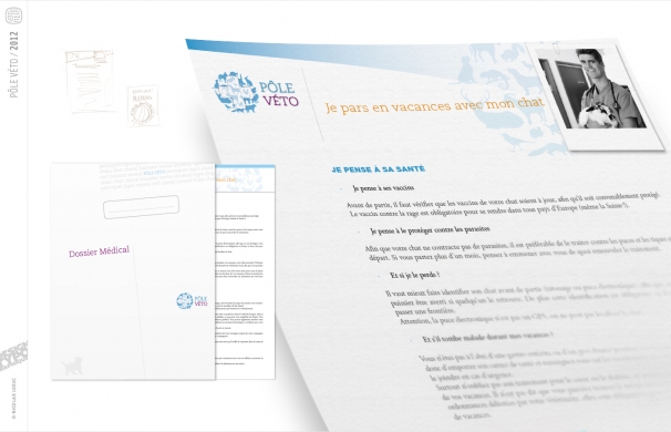 <p class='SolexBolLin titre'>2012 / PÔLE VÉTO - IDENTITÉ</p><div class='desc'><p>Créer l’identité d’une association de cabinets vétérinaires.<br />Exprimer par l’image le professionalisme et le sérieux, conjugués à l’idée de rassemblement.<br />Fédérer.</p>
<p>Posséder un label qui véhicule des valeurs de qualité et d’engagement, mais aussi de développement de la relation client.<br />L'emblème, pôle ouvert de regroupement globale, allie les notions de stabilité et d’unité placées sous le signe de la santé des animaux. La typographie, véritable médiateur, sécurise et est cohérente avec le conseil client, l’information, la ﬁnesse du soin. Le code couleur lié à la profession est complété de teintes qui ajoutent au logo chaleur et modernité.</p>
<p>Création de logotype et de l’univers graphique - en-têtes, fiches d’information client, dossier médical…</p><p class='contact'><a href='mailto:mail.nicolasleduc@wanadoo.fr'>Contactez-moi pour un projet</a></p></div>