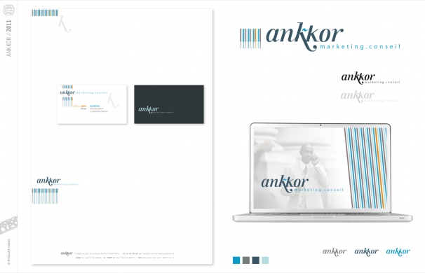 <p class='SolexBolLin titre'>2011 / ANKKOR - IDENTITÉ</p><div class='desc'>Marketing & développement - cartes et paiement, fidélisation, services - secteurs banques et utilities.<br />Le mot Ankkor est évocateur et annonce d’emblée un positionnement original et décalé. Le concept graphique suit ce choix du client. Outre ses références à la ville royale et à la quintessence il souligne un service de qualité. Un service et une différence qui s’exprime et se développe à travers la lettre K, un peu à l’image d’une note de musique, le métier de conseil requierant écoute et souplesse.<br />Le logo arbore un code couleur riche ainsi qu’une typographie en bas de casse suggérant plus de proximité humaine, dotée d’un “classicisme” qui rassure. Il est accompagné d’une trame suggérant la société de consommation et les différents secteurs d’activités au sein duquel le conseiller se démarque par sa pertinence et sa capacité à trouver le bon ton, la stratégie adéquate.<br />Le choix final du client est celui d’une identité à forte personnalité, porteuse d’espérance, capable de se renouveller et possédant plus de fraîcheur que ses concurrents. À partir du même concept, les deux autres axes sont pour l’un, plus prononcé univers bancaire et plus classique, pour le second, plutôt dans une tendance com’ avec l’idée de “labellisé” le service comme référence qualité.<p class='contact'><a href='mailto:mail.nicolasleduc@wanadoo.fr'>Contactez-moi pour un projet</a></p></div>