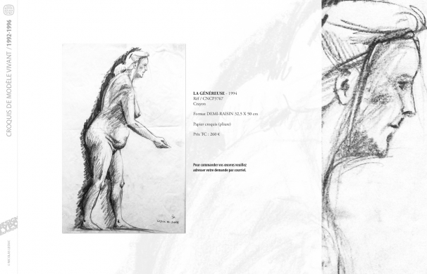 <p class='SolexBolLin titre'>1992-1996 / CROQUIS</p><div class='desc'><p>Croquis au format raisin et demi-raisin, dans des techniques aussi diverses que le fusain, la sanguine, le crayon, l'encre au calame ou au pinceau, le lavis, la gouache, le stylo bille.</p>
<p>Les prix varient en fonction de la qualité de l'œuvre et de l'état.</p>
<p> </p>
<p>Les croquis de modèles vivants, à l'instar des académies, s'inscrivent dans le classicisme issu de la formation des grandes écoles françaises. Elles représentent le socle de l'artiste, son amour originel du dessin.</p>
<p> </p>
<p>On peut faire un parallèle entre le travail de la typographie et la calligraphie avec les académies et les croquis ; quand les premiers imposent une stature, une image figée, les seconds donnent le mouvement, la vibrance dans l'instant.</p><p class='contact'><a href='mailto:mail.nicolasleduc@wanadoo.fr'>Contactez-moi pour un projet</a></p></div>