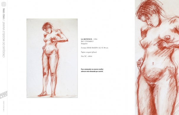 <p class='SolexBolLin titre'>1992-1996 / CROQUIS</p><div class='desc'><p>Croquis au format raisin et demi-raisin, dans des techniques aussi diverses que le fusain, la sanguine, le crayon, l'encre au calame ou au pinceau, le lavis, la gouache, le stylo bille.</p>
<p>Les prix varient en fonction de la qualité de l'œuvre et de l'état.</p>
<p> </p>
<p>Les croquis de modèles vivants, à l'instar des académies, s'inscrivent dans le classicisme issu de la formation des grandes écoles françaises. Elles représentent le socle de l'artiste, son amour originel du dessin.</p>
<p> </p>
<p>On peut faire un parallèle entre le travail de la typographie et la calligraphie avec les académies et les croquis ; quand les premiers imposent une stature, une image figée, les seconds donnent le mouvement, la vibrance dans l'instant.</p><p class='contact'><a href='mailto:mail.nicolasleduc@wanadoo.fr'>Contactez-moi pour un projet</a></p></div>