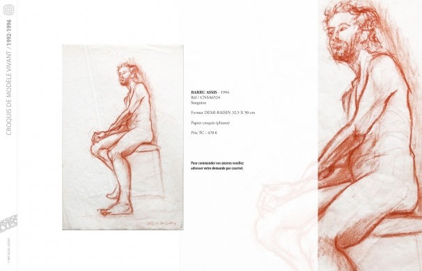 <p class='SolexBolLin titre'>1992-1996 / CROQUIS</p><div class='desc'><p>Croquis au format raisin et demi-raisin, dans des techniques aussi diverses que le fusain, la sanguine, le crayon, l'encre au calame ou au pinceau, le lavis, la gouache, le stylo bille.</p>
<p>Les prix varient en fonction de la qualité de l'œuvre et de l'état.</p>
<p> </p>
<p>Les croquis de modèles vivants, à l'instar des académies, s'inscrivent dans le classicisme issu de la formation des grandes écoles françaises. Elles représentent le socle de l'artiste, son amour originel du dessin.</p>
<p> </p>
<p>On peut faire un parallèle entre le travail de la typographie et la calligraphie avec les académies et les croquis ; quand les premiers imposent une stature, une image figée, les seconds donnent le mouvement, la vibrance dans l'instant.</p><p class='contact'><a href='mailto:mail.nicolasleduc@wanadoo.fr'>Contactez-moi pour un projet</a></p></div>