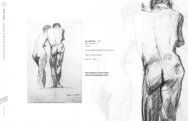 <p class='SolexBolLin titre'>1992-1996 / CROQUIS</p><div class='desc'><p>Croquis au format raisin et demi-raisin, dans des techniques aussi diverses que le fusain, la sanguine, le crayon, l'encre au calame ou au pinceau, le lavis, la gouache, le stylo bille.</p>
<p>Les prix varient en fonction de la qualité de l'œuvre et de l'état.</p>
<p> </p>
<p>Les croquis de modèles vivants, à l'instar des académies, s'inscrivent dans le classicisme issu de la formation des grandes écoles françaises. Elles représentent le socle de l'artiste, son amour originel du dessin.</p>
<p> </p>
<p>On peut faire un parallèle entre le travail de la typographie et la calligraphie avec les académies et les croquis ; quand les premiers imposent une stature, une image figée, les seconds donnent le mouvement, la vibrance dans l'instant.</p><p class='contact'><a href='mailto:mail.nicolasleduc@wanadoo.fr'>Contactez-moi pour un projet</a></p></div>