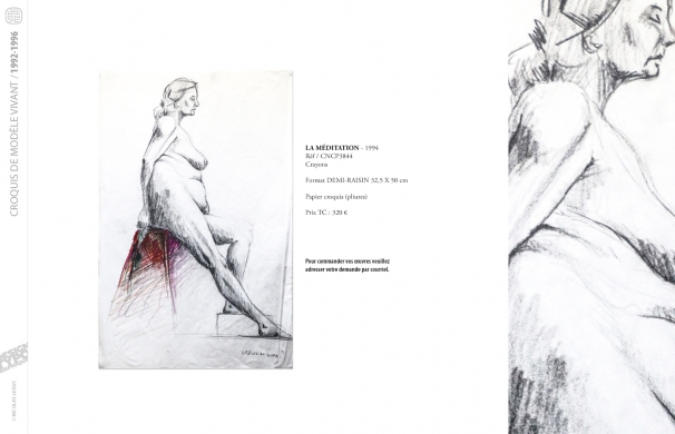 <p class='SolexBolLin titre'>1992-1996 / CROQUIS</p><div class='desc'><p>Croquis au format raisin et demi-raisin, dans des techniques aussi diverses que le fusain, la sanguine, le crayon, l'encre au calame ou au pinceau, le lavis, la gouache, le stylo bille.</p>
<p>Les prix varient en fonction de la qualité de l'œuvre et de l'état.</p>
<p> </p>
<p>Les croquis de modèles vivants, à l'instar des académies, s'inscrivent dans le classicisme issu de la formation des grandes écoles françaises. Elles représentent le socle de l'artiste, son amour originel du dessin.</p>
<p> </p>
<p>On peut faire un parallèle entre le travail de la typographie et la calligraphie avec les académies et les croquis ; quand les premiers imposent une stature, une image figée, les seconds donnent le mouvement, la vibrance dans l'instant.</p><p class='contact'><a href='mailto:mail.nicolasleduc@wanadoo.fr'>Contactez-moi pour un projet</a></p></div>