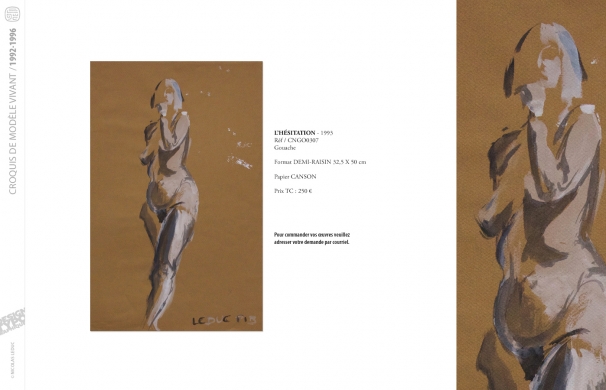 <p class='SolexBolLin titre'>1992-1996 / CROQUIS</p><div class='desc'><p>Croquis au format raisin et demi-raisin, dans des techniques aussi diverses que le fusain, la sanguine, le crayon, l'encre au calame ou au pinceau, le lavis, la gouache, le stylo bille.</p>
<p>Les prix varient en fonction de la qualité de l'œuvre et de l'état.</p>
<p> </p>
<p>Les croquis de modèles vivants, à l'instar des académies, s'inscrivent dans le classicisme issu de la formation des grandes écoles françaises. Elles représentent le socle de l'artiste, son amour originel du dessin.</p>
<p> </p>
<p>On peut faire un parallèle entre le travail de la typographie et la calligraphie avec les académies et les croquis ; quand les premiers imposent une stature, une image figée, les seconds donnent le mouvement, la vibrance dans l'instant.</p><p class='contact'><a href='mailto:mail.nicolasleduc@wanadoo.fr'>Contactez-moi pour un projet</a></p></div>