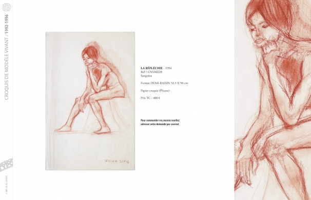 <p class='SolexBolLin titre'>1992-1996 / CROQUIS</p><div class='desc'><p>Croquis au format raisin et demi-raisin, dans des techniques aussi diverses que le fusain, la sanguine, le crayon, l'encre au calame ou au pinceau, le lavis, la gouache, le stylo bille.</p>
<p>Les prix varient en fonction de la qualité de l'œuvre et de l'état.</p>
<p> </p>
<p>Les croquis de modèles vivants, à l'instar des académies, s'inscrivent dans le classicisme issu de la formation des grandes écoles françaises. Elles représentent le socle de l'artiste, son amour originel du dessin.</p>
<p> </p>
<p>On peut faire un parallèle entre le travail de la typographie et la calligraphie avec les académies et les croquis ; quand les premiers imposent une stature, une image figée, les seconds donnent le mouvement, la vibrance dans l'instant.</p><p class='contact'><a href='mailto:mail.nicolasleduc@wanadoo.fr'>Contactez-moi pour un projet</a></p></div>