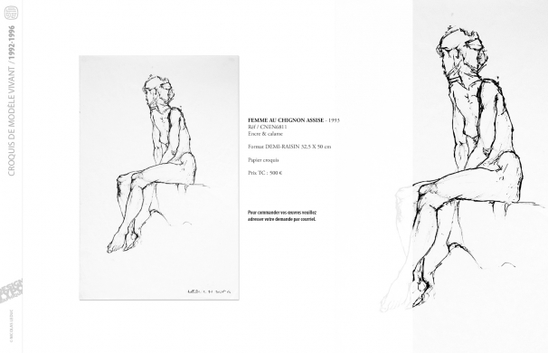 <p class='SolexBolLin titre'>1992-1996 / CROQUIS</p><div class='desc'><p>Croquis au format raisin et demi-raisin, dans des techniques aussi diverses que le fusain, la sanguine, le crayon, l'encre au calame ou au pinceau, le lavis, la gouache, le stylo bille.</p>
<p>Les prix varient en fonction de la qualité de l'œuvre et de l'état.</p>
<p> </p>
<p>Les croquis de modèles vivants, à l'instar des académies, s'inscrivent dans le classicisme issu de la formation des grandes écoles françaises. Elles représentent le socle de l'artiste, son amour originel du dessin.</p>
<p> </p>
<p>On peut faire un parallèle entre le travail de la typographie et la calligraphie avec les académies et les croquis ; quand les premiers imposent une stature, une image figée, les seconds donnent le mouvement, la vibrance dans l'instant.</p><p class='contact'><a href='mailto:mail.nicolasleduc@wanadoo.fr'>Contactez-moi pour un projet</a></p></div>