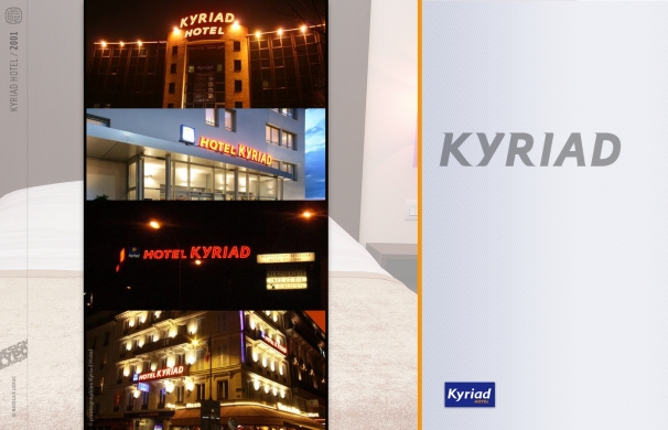 <p class='SolexBolLin titre'>2000 / KYRIAD - TYPOGRAPHIE</p><div class='desc'><p>Chaîne d’hôtels confort deux et trois étoiles à forte personnalité alliant tous les standards de qualité à la diversité. “Décoration, ambiance et service font de chaque hôtel Kyriad un lieu unique”.<br />Exécution du dessin de lettres & réglage typographique de l’identité - Création de capitales pour les enseignes lumineuses des bâtiments.<br />Commande pour Euro RSCG design - Création du logotype : Florent Babilotte</p><p class='contact'><a href='mailto:mail.nicolasleduc@wanadoo.fr'>Contactez-moi pour un projet</a></p></div>